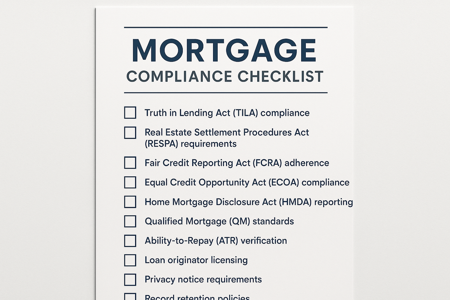 mortgage compliance list